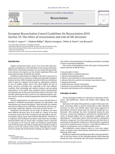 European Resuscitation Council Guidelines for Resuscitation 2010 ...