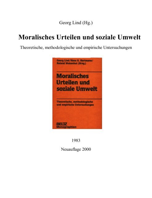 Moralisches Urteilen und soziale Umwelt - UniversitÃ¤t Konstanz