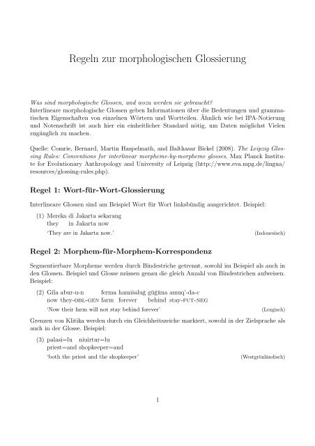 Regeln zur morphologischen Glossierung - UniversitÃ¤t Konstanz