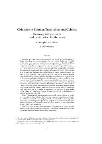 Chinesische Zimmer, Turnhallen und Gehirne - UniversitÃ¤t Konstanz