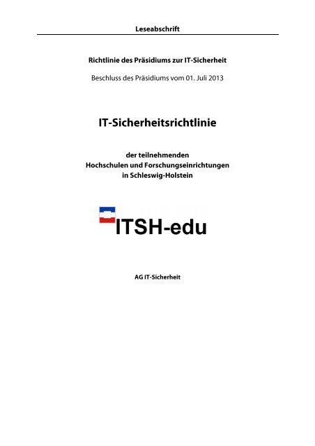 IT-Sicherheitsrichtlinie - Universität zu Lübeck