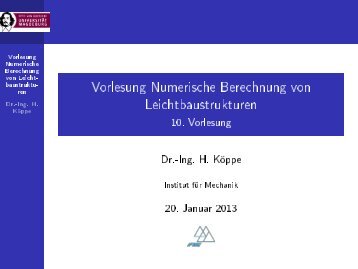 Vorlesung Numerische Berechnung von Leichtbaustrukturen - 10 ...