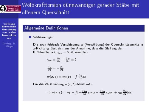 Vorlesung Numerische Berechnung von Leichtbaustrukturen - 10 ...