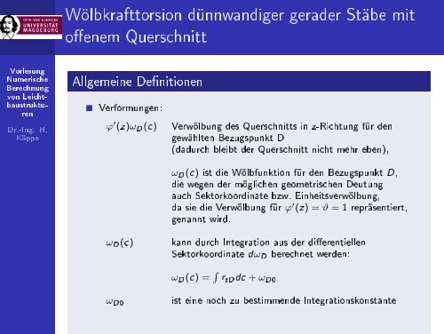 Vorlesung Numerische Berechnung von Leichtbaustrukturen - 10 ...