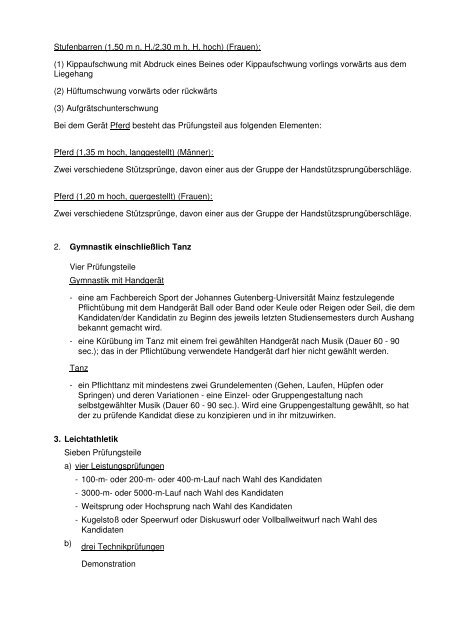 Ordnung fÃ¼r die DiplomprÃ¼fung im Studiengang Sportwissenschaft ...