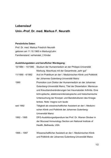 Prof. Dr. med. Markus F. Neurath - Johannes Gutenberg-UniversitÃ¤t ...