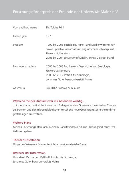 Ausgezeichnete Abschlussarbeiten 2012/2013 - Johannes ...