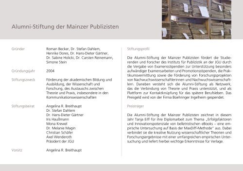 WEGE IN DIE ZUKUNFT: - Johannes Gutenberg-UniversitÃ¤t Mainz