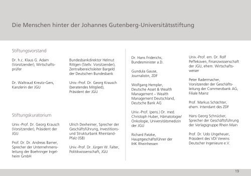 WEGE IN DIE ZUKUNFT: - Johannes Gutenberg-Universität Mainz