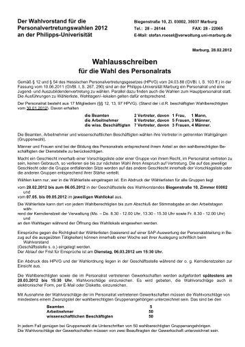 Wahlausschreiben PR - uni-marburg