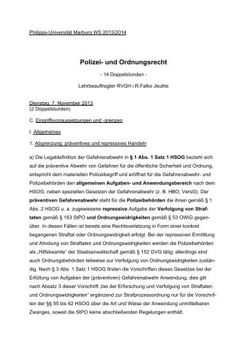 Polizei- und Ordnungsrecht - Philipps-Universität Marburg