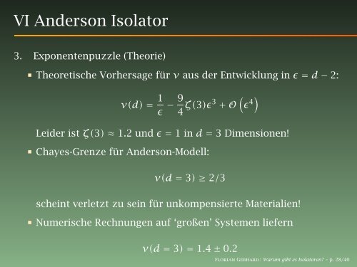 Warum gibt es Isolatoren? - Philipps-Universität Marburg