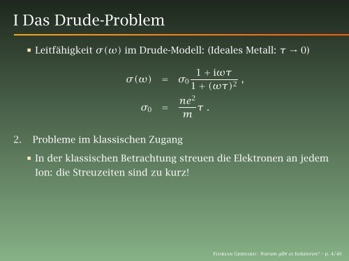 Warum gibt es Isolatoren? - Philipps-Universität Marburg