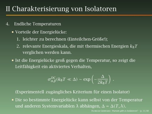 Warum gibt es Isolatoren? - Philipps-Universität Marburg