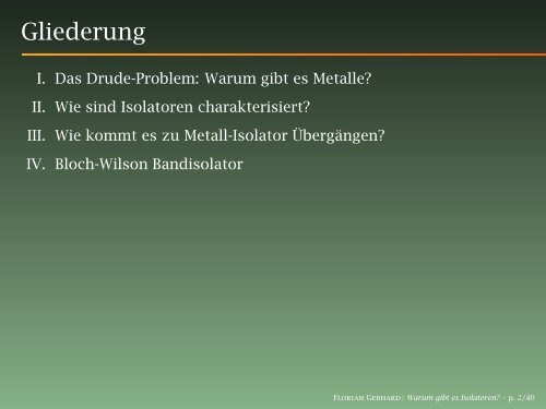 Warum gibt es Isolatoren? - Philipps-Universität Marburg