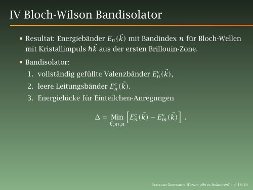 Warum gibt es Isolatoren? - Philipps-Universität Marburg