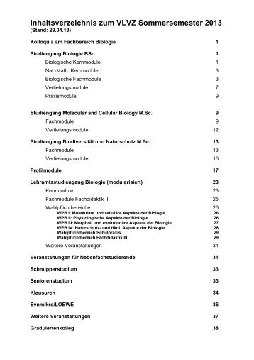 Vorlesungsverzeichnis SoSe 2013 - Philipps-UniversitÃ¤t Marburg