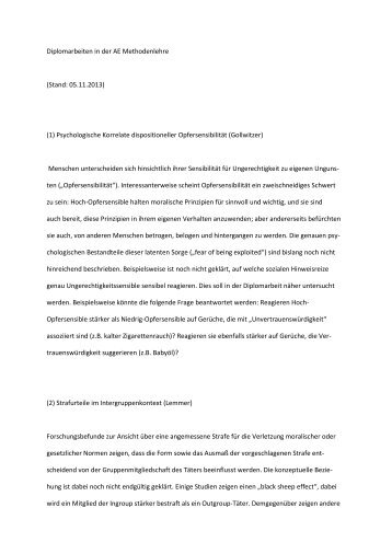 Diplomarbeiten in der AE Methodenlehre (Stand: 05.11.2013) (1 ...