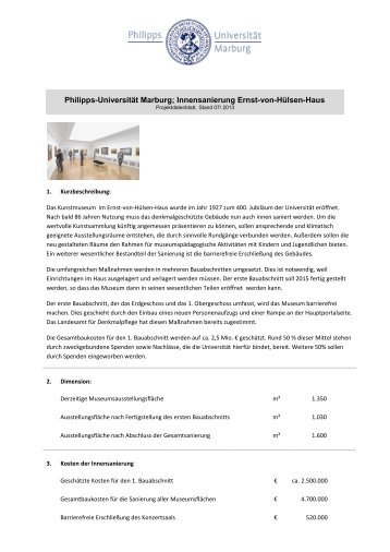 Hülsenhaus Projektsteckbrief Innensanierung - Uni-marburg.de