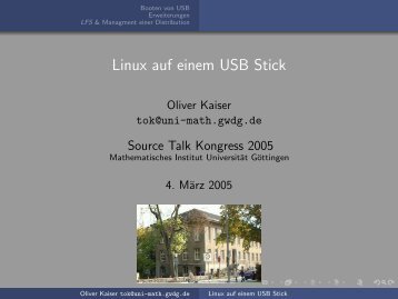 Linux auf einem USB Stick - Mathematisches Institut - GWDG