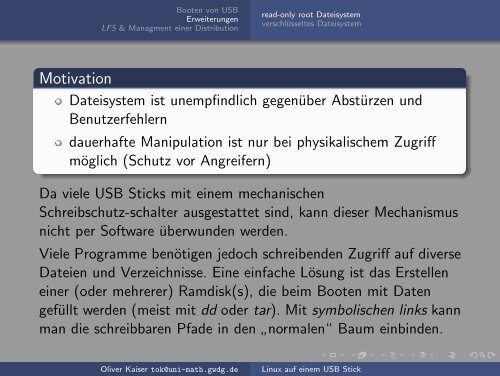 Linux auf einem USB Stick - Mathematisches Institut - GWDG