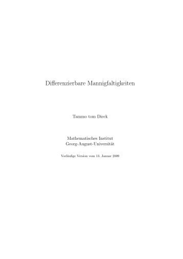 Differenzierbare Mannigfaltigkeiten - Mathematisches Institut