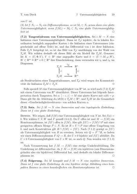 Differenzierbare Mannigfaltigkeiten - Mathematisches Institut