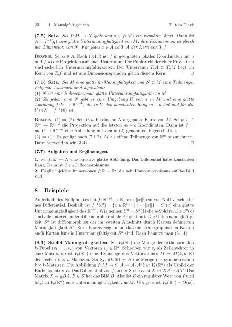 Differenzierbare Mannigfaltigkeiten - Mathematisches Institut