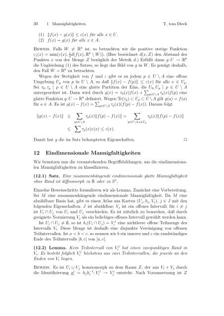 Differenzierbare Mannigfaltigkeiten - Mathematisches Institut