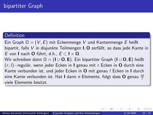 Expander Graphen und Ihre Anwendungen - Mathematisches Institut