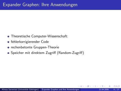 Expander Graphen und Ihre Anwendungen - Mathematisches Institut