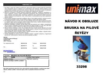 nÃ¡vod k obsluze bruska na pilovÃ© ÅetÄzy 33298 - Uni-max.cz