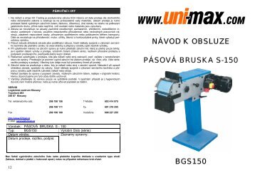 NÃVOD K OBSLUZE PÃSOVÃ BRUSKA S-150 BGS150 - Uni-max.cz