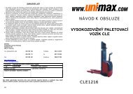 nÃ¡vod k obsluze vysokozdviÅ¾nÃ½ paletovacÃ­ vozÃ­k cle ... - Uni-max.cz