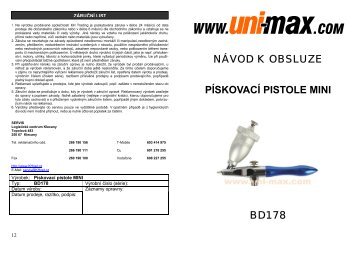 NÃVOD K OBSLUZE PÃSKOVACÃ PISTOLE MINI BD178 - Uni-max.cz