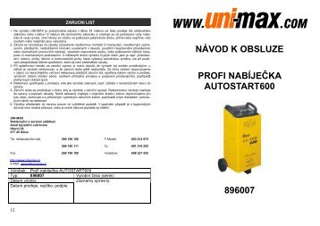 nÃ¡vod k obsluze profi nabÃ­jeÄka autostart600 896007 - Uni-max.cz