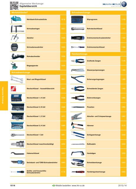 Katalog Allgemeine Werkzeuge
