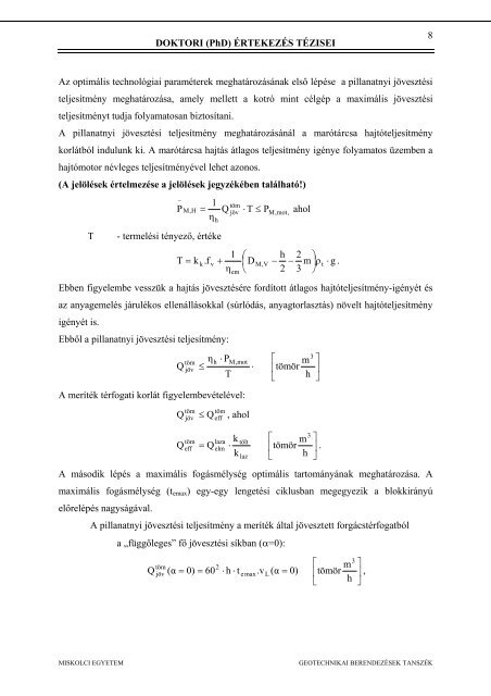 TÃ©zisek - Miskolci Egyetem