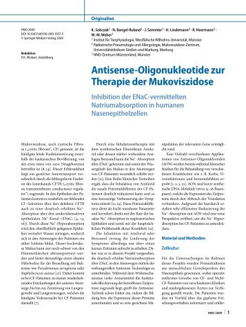 Antisense-Oligonukleotide zur Therapie der Mukoviszidose