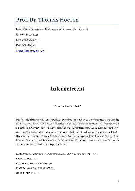 Skript Internetrecht Oktober 2013