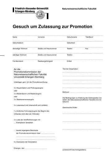 Gesuch um Zulassung zur Promotion - Friedrich-Alexander ...
