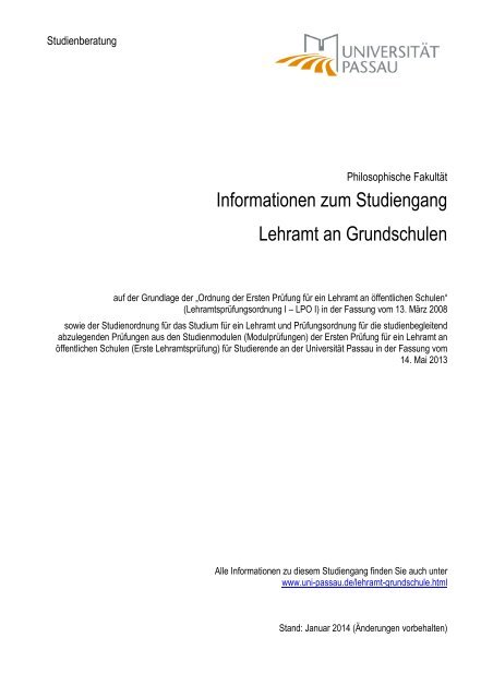 Informationen zum Studiengang Lehramt an Grundschulen