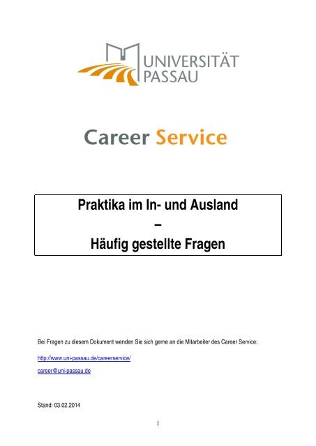 Haufig Gestellte Fragen Zu Praktika Im In Und Ausland Universitat