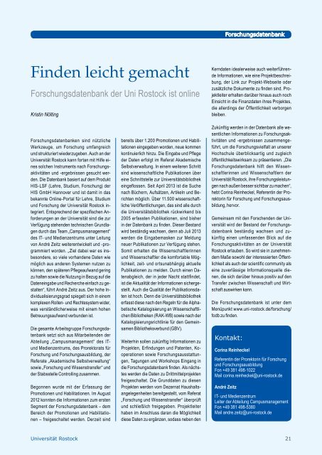 Ausgabe1/2013 - UniversitÃ¤t Rostock