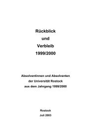 RÃ¼ckblick und Verbleib 1999/2000 - UniversitÃ¤t Rostock