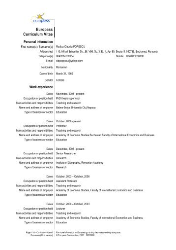 Europass Curriculum Vitae