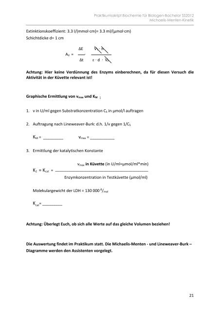 Biochemie Praktikum I