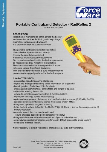 Portable Contraband Detector - Radreflex 2 - Force Ware