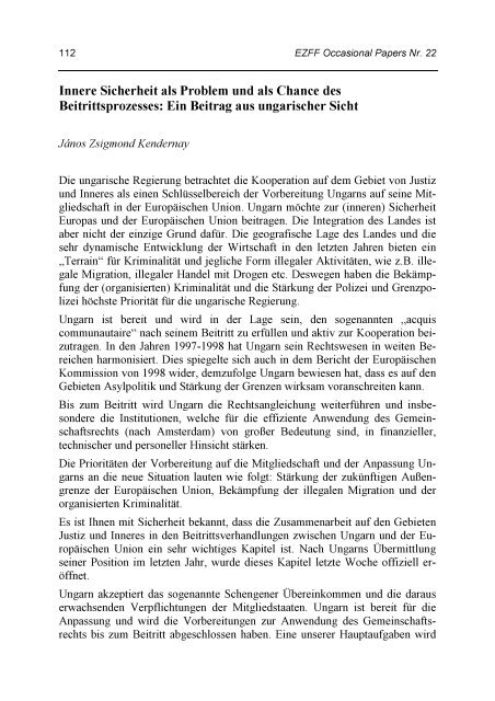 Die Osterweiterung der Euopaeischen Union (OcP 22) - UniversitÃ¤t ...