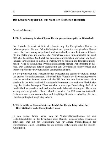 Die Osterweiterung der Euopaeischen Union (OcP 22) - UniversitÃ¤t ...